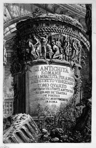 Pagina del titolo per vol. 4 da Giovanni Battista Piranesi